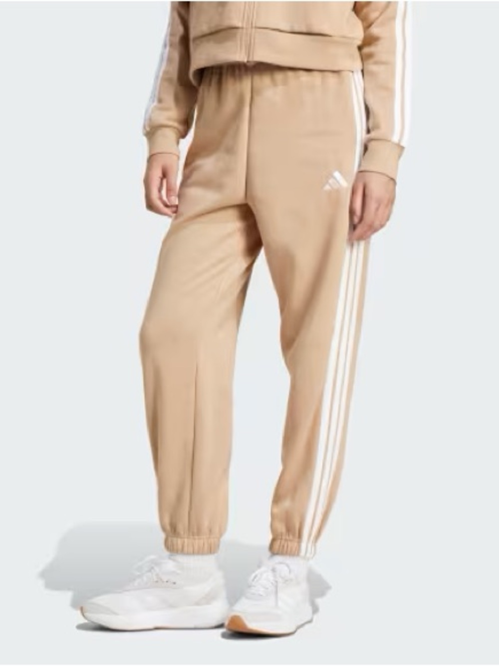 Adidas essentials three stripes tan jogger pants M NWT